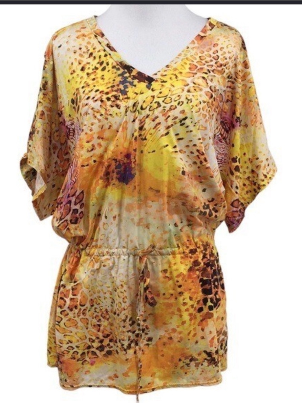 PQ Swim Yellow Animal Print Swim Cover Up Size Small